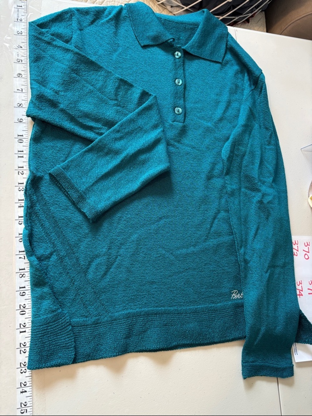 Womens Blue Green Knit Sweater Size Large Coastal Grandma Resort Travel Italian - Picture 12 of 12